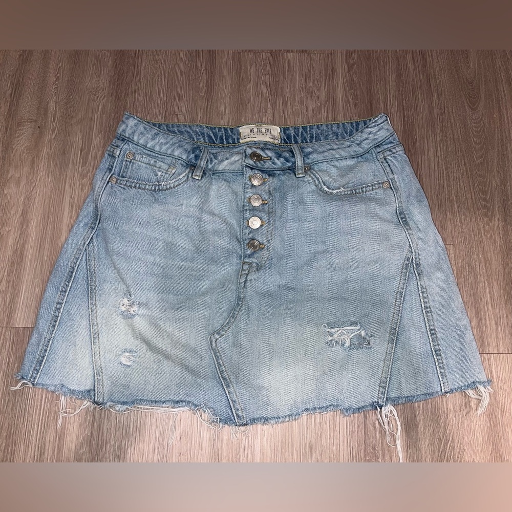 Free People Distressed Jean Skirt